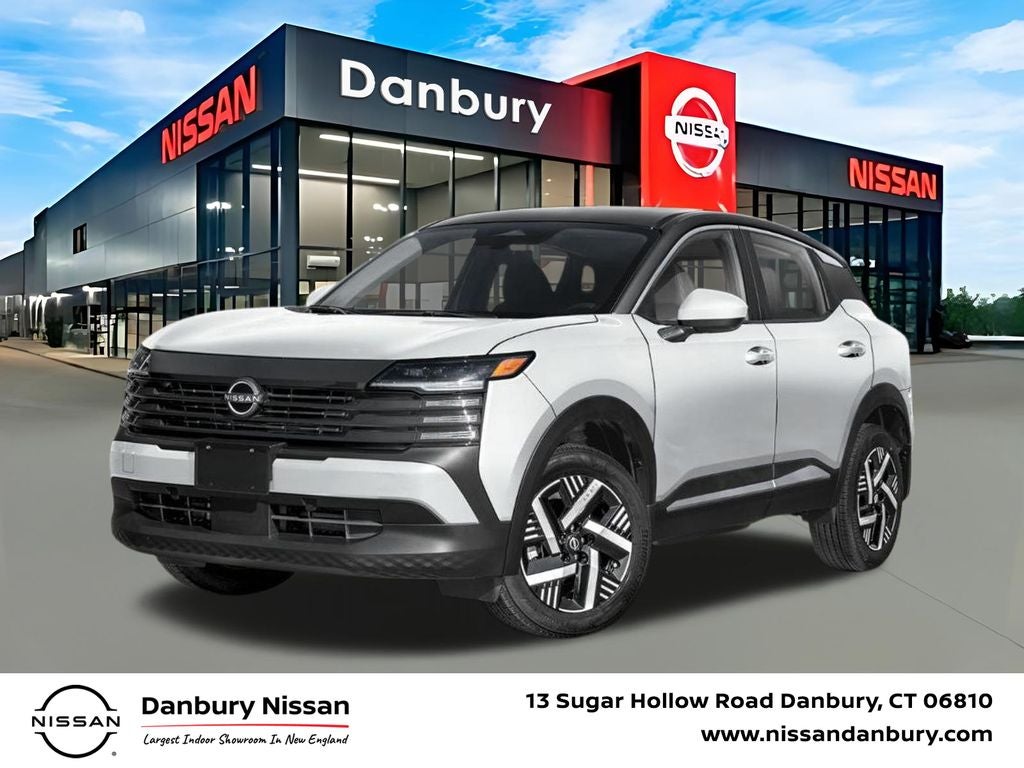 2026 Nissan Kicks SV in Aspen White/Super Black — front three-quarter view
