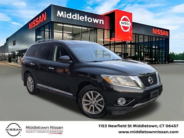 2015 Nissan Pathfinder SL 4WD in Magnetic Black — front three-quarter view